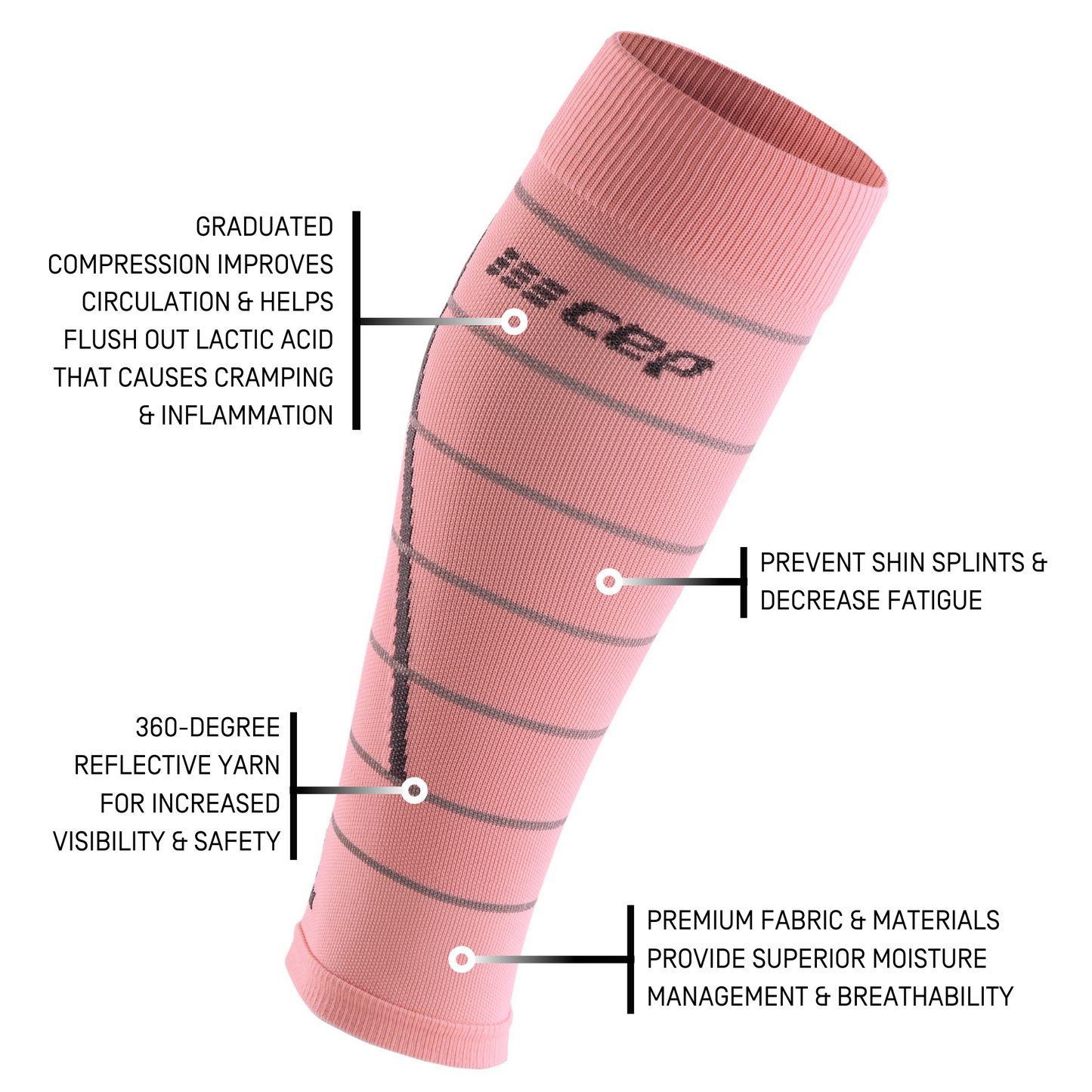 Reflective Compression Calf Sleeves, Women