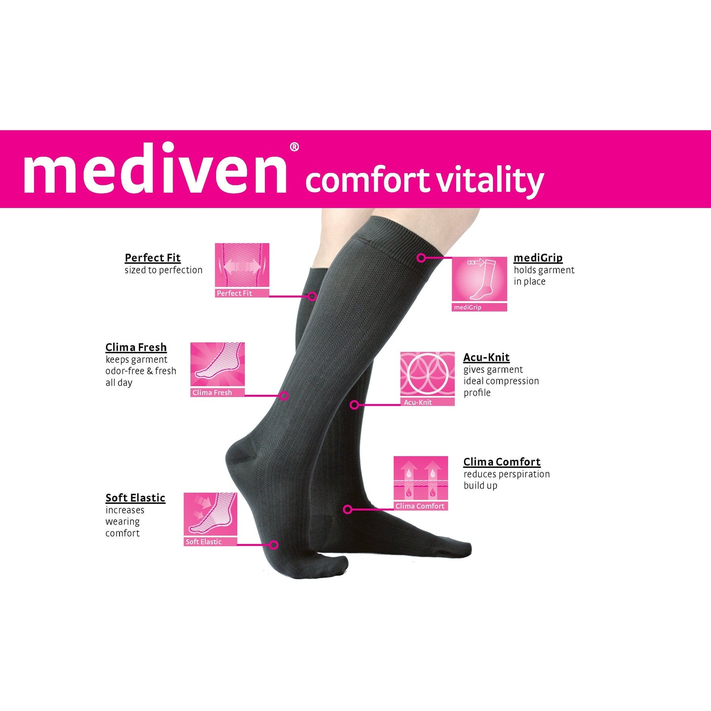 mediven comfort vitality 15-20 mmHg calf closed toe