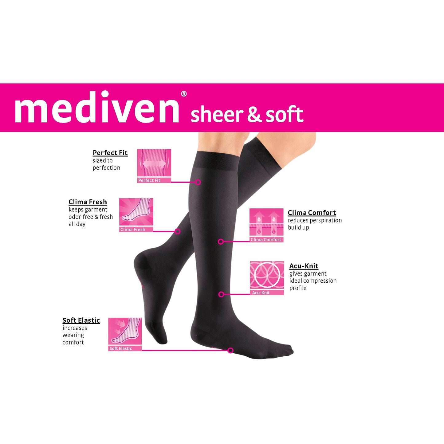 mediven sheer & soft 15-20 mmHg calf closed toe petite
