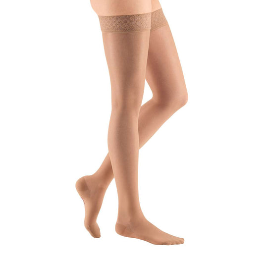 mediven sheer & soft 15-20 mmHg thigh lace topband closed toe standard