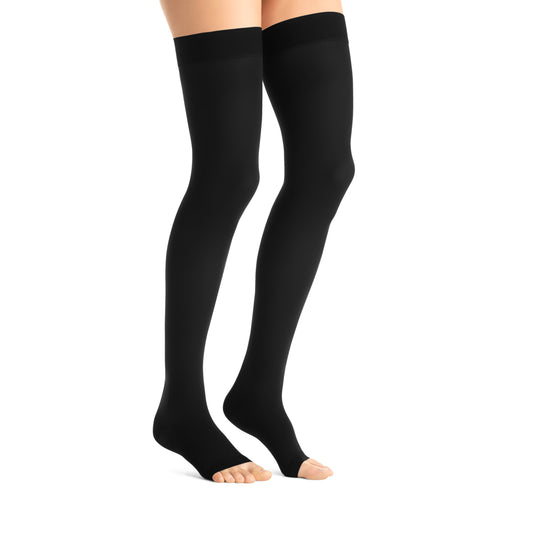 JOBST Opaque Compression Stockings 20-30 mmHg Thigh High Silicone Dot Band Open Toe